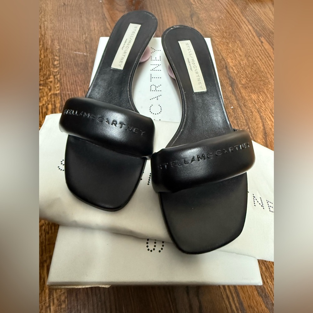 Stella McCartney Black Leather Slides